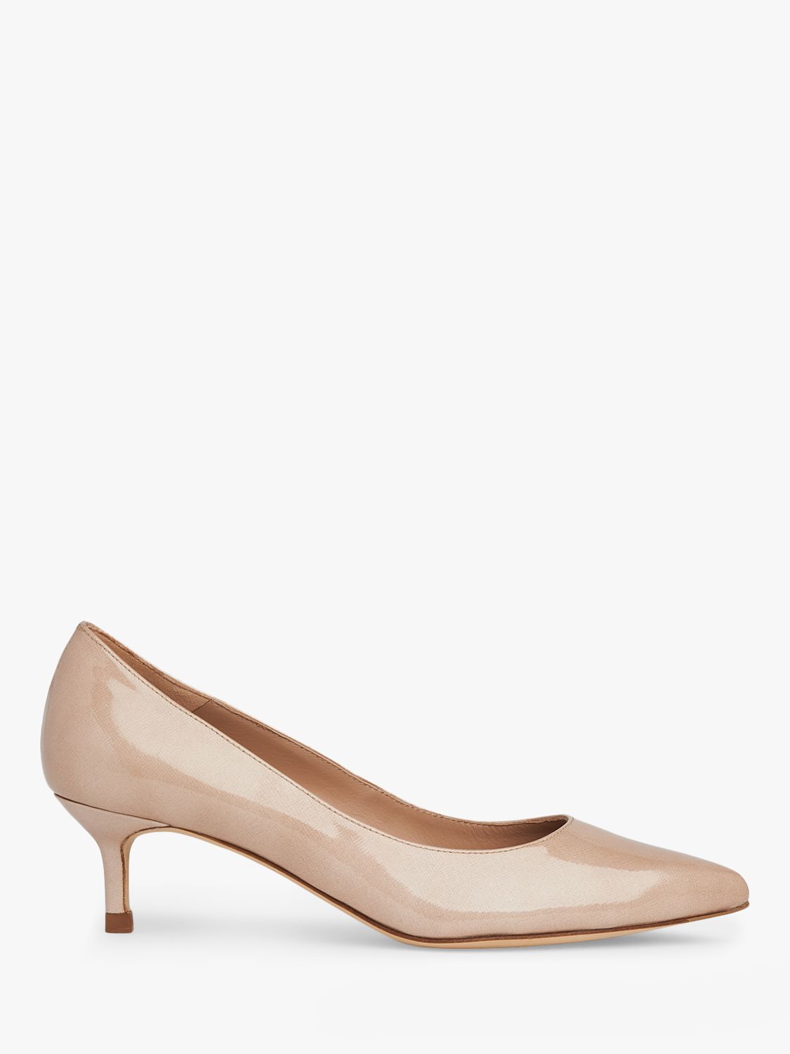 L.K.Bennett Audrey Crinkle Patent Pointed Toe Court Shoes, Nude Metallic