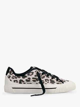 HUSH Meon Canvas Low Top Trainers, Leopard Print