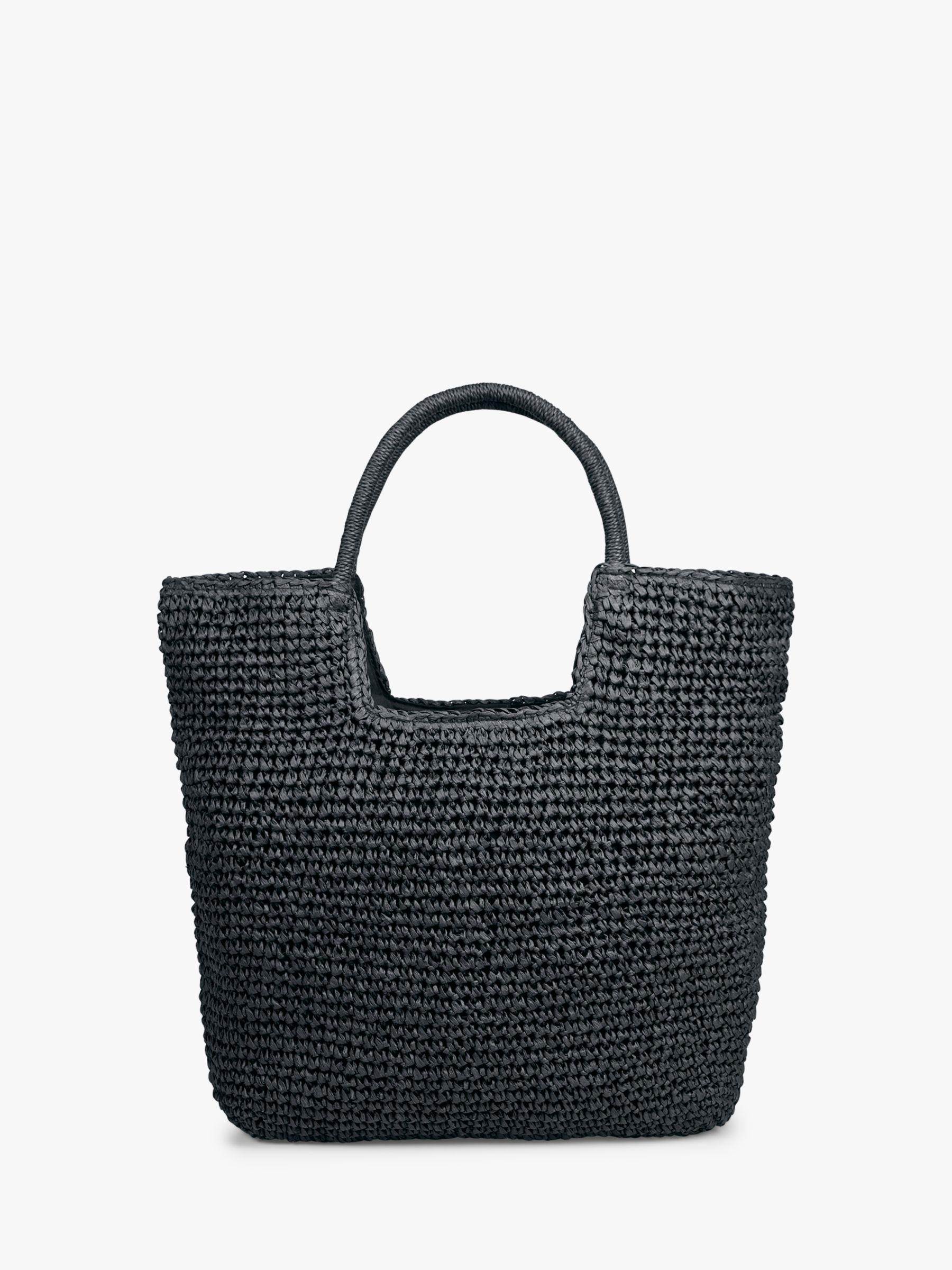 black woven tote