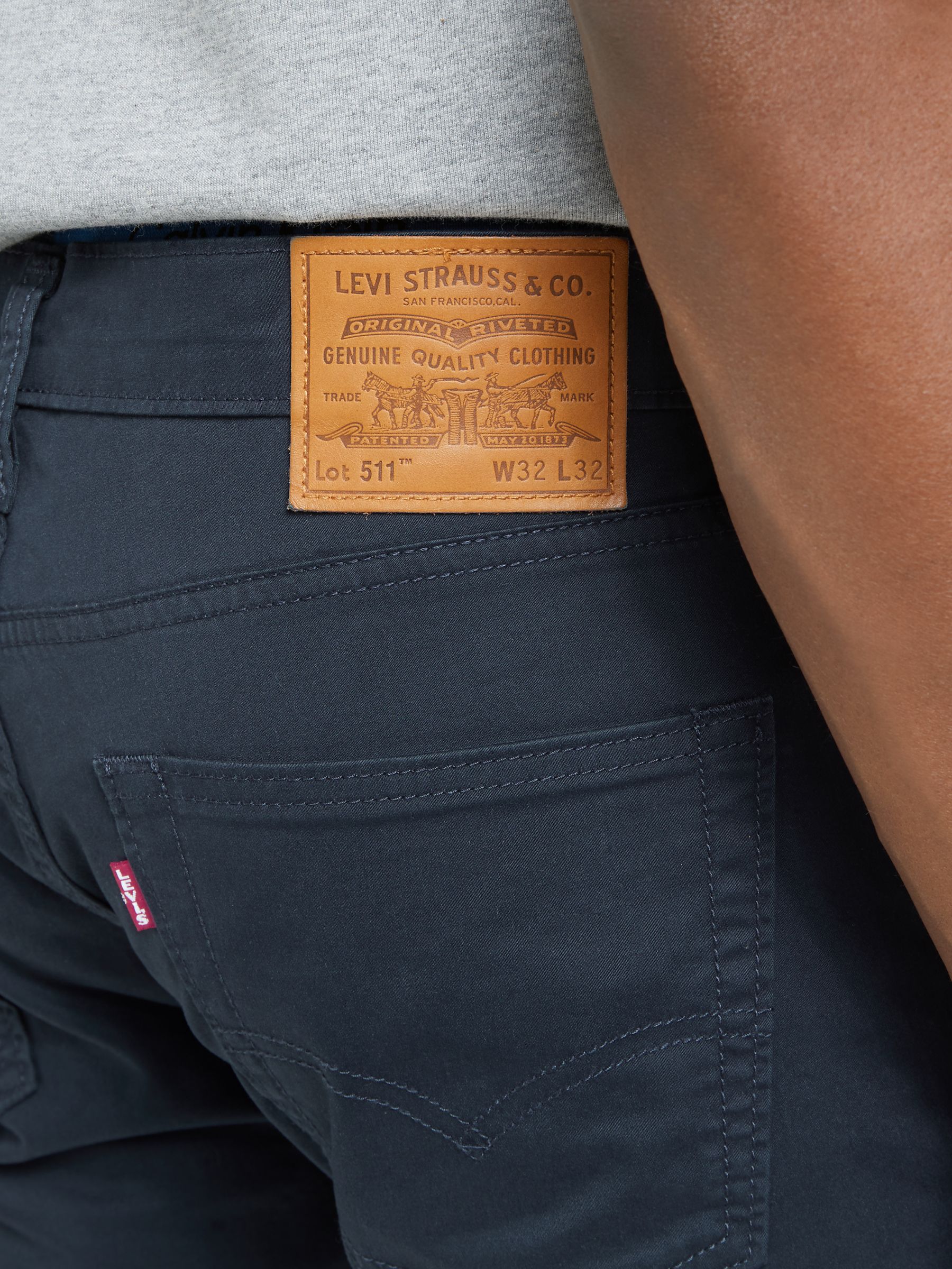 Levi's 511 Fit Chinos, Navy Sueded at John Lewis & Partners