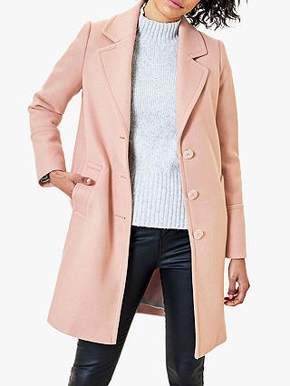 Oasis Button Front Coat, Pale Pink