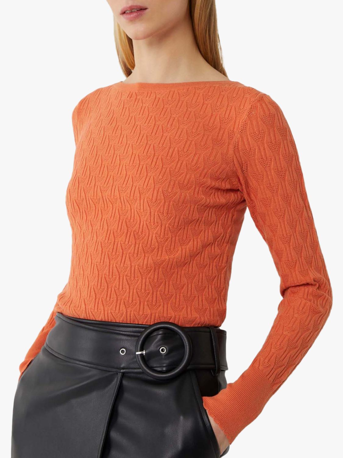 Warehouse Stitched Scallop Jumper, Coral