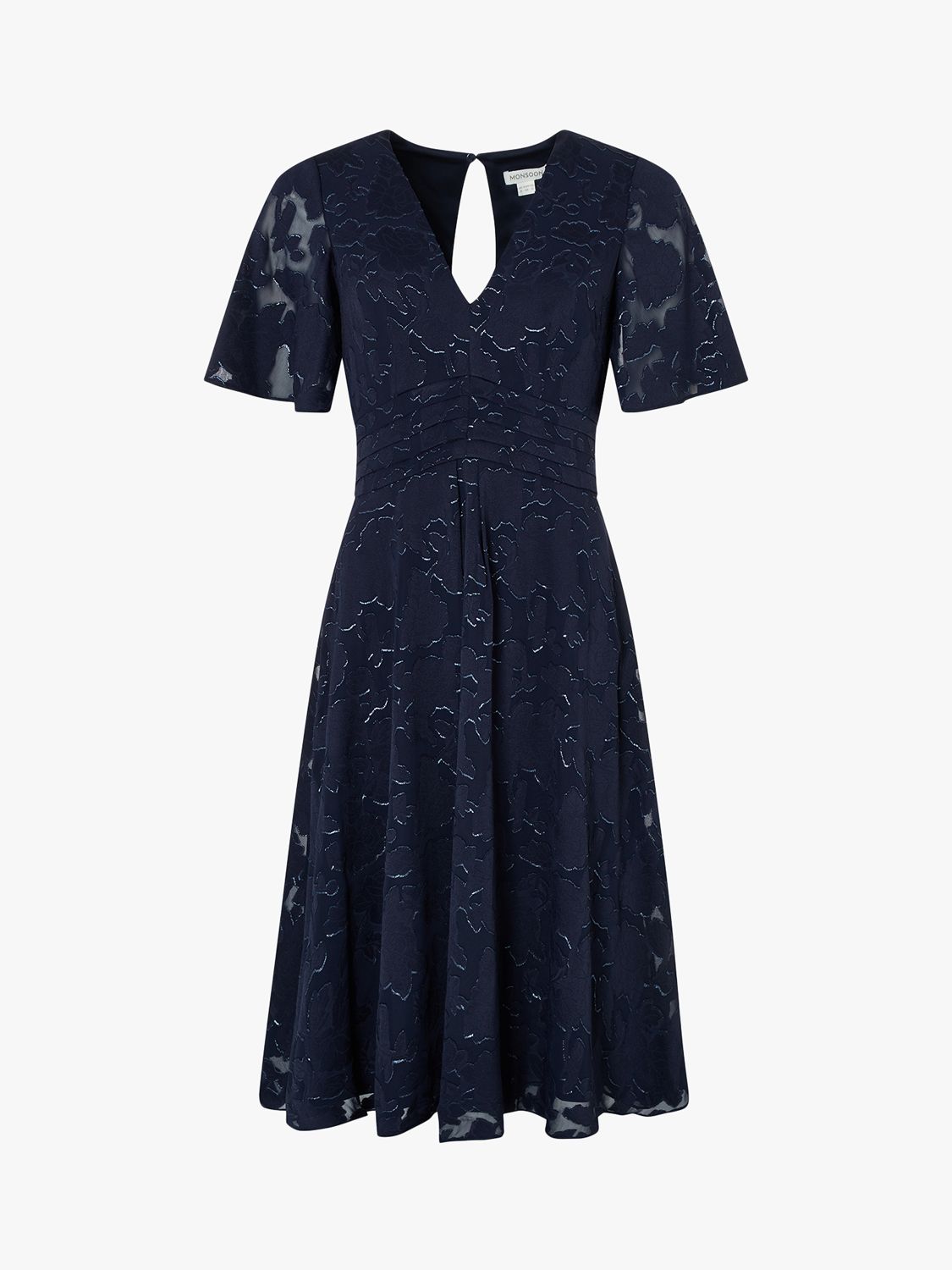 Monsoon Laurina Printed Midi Dress, Navy
