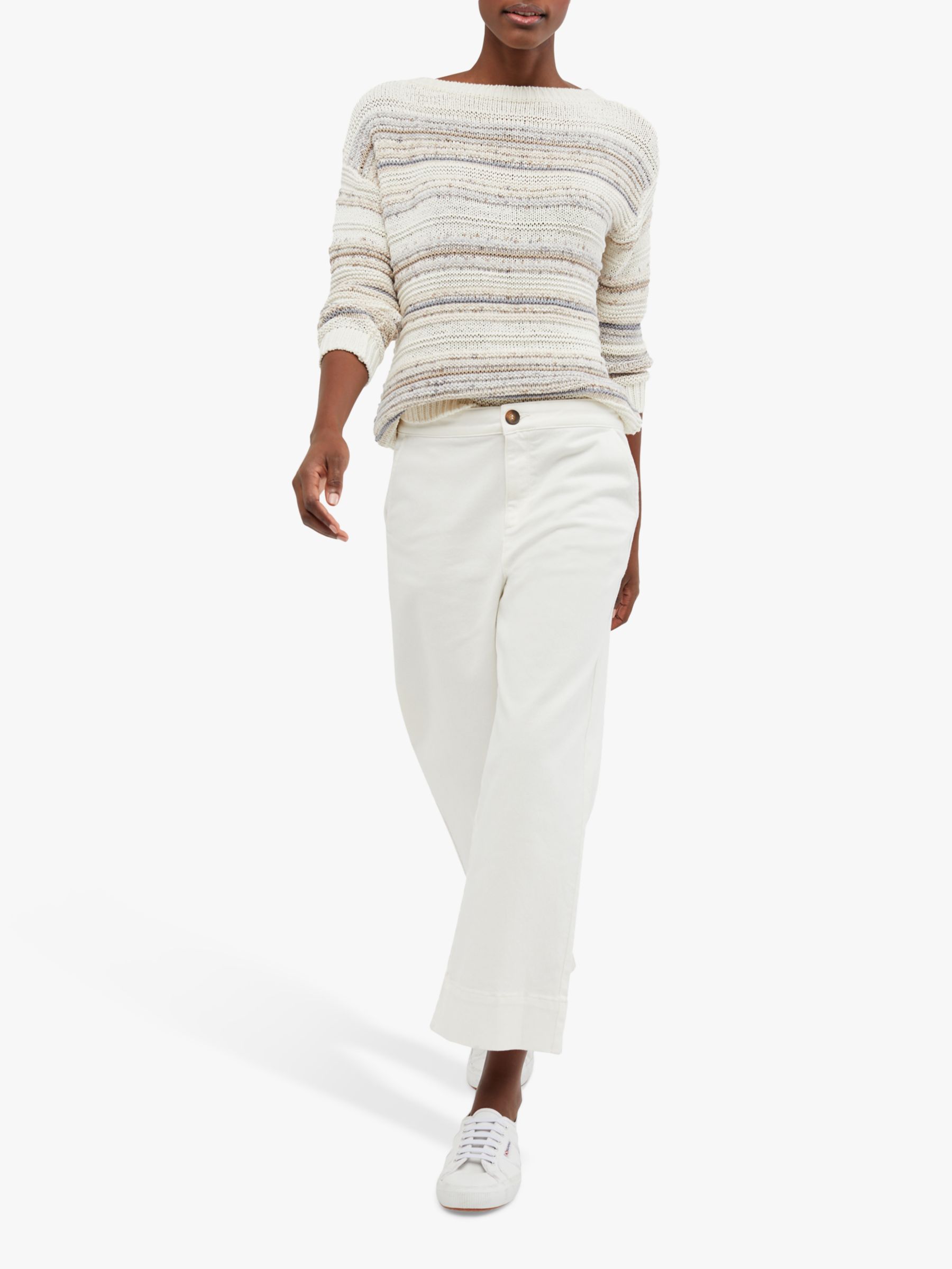 White Stuff Thea Wide Leg Cropped Trousers, White at John Lewis & Partners
