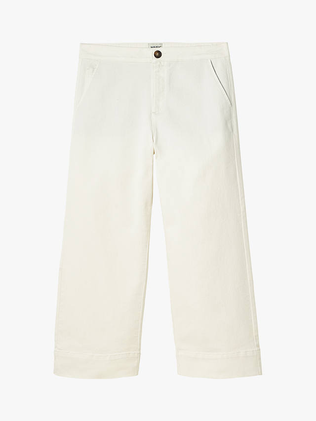 White Stuff Thea Wide Leg Cropped Trousers, White at John Lewis & Partners