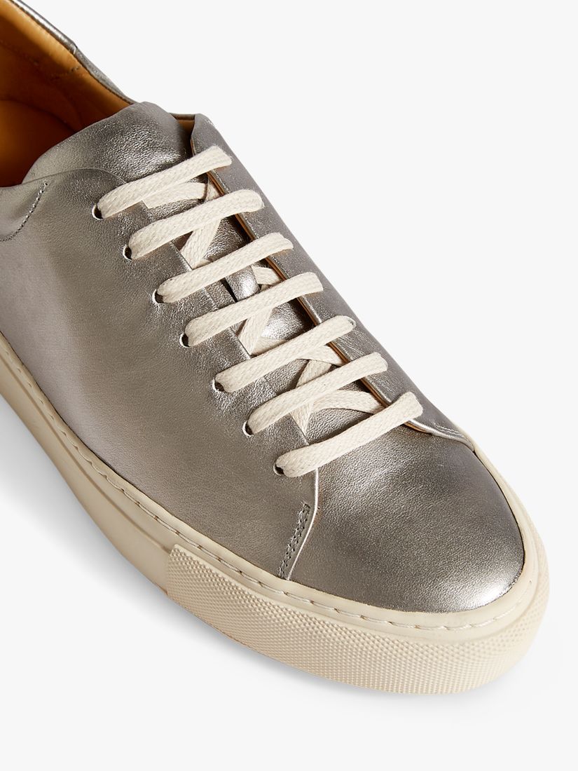 Jigsaw Myla Leather Trainers, Pewter at John Lewis & Partners