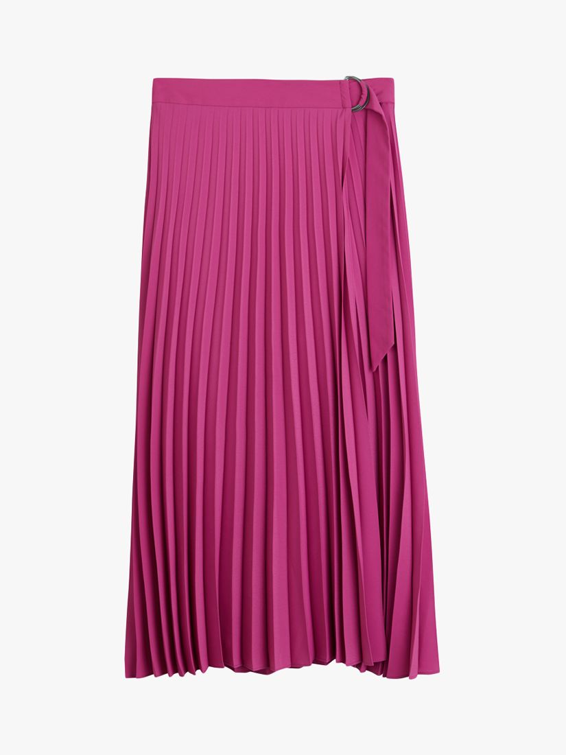 Warehouse Pleated Wrap Midi Skirt, Bright Pink, 8