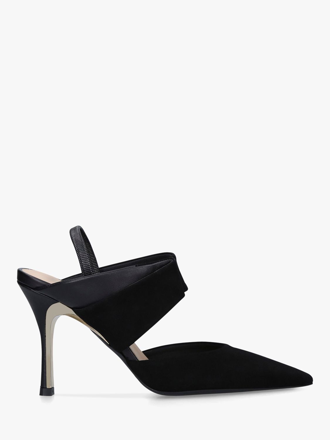 Furla Fold 90 Slingback Stiletto Heel Leather Court Shoes, Black at ...