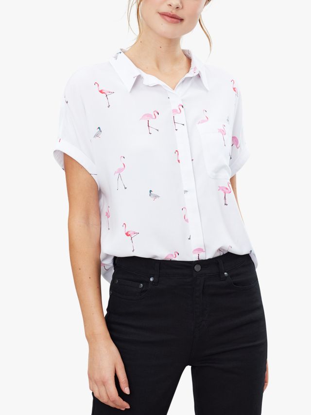 Joules Dela Flamingo Print Shirt, White, 10