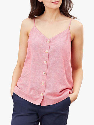 Joules Carper Button Through Cami Top, Red White