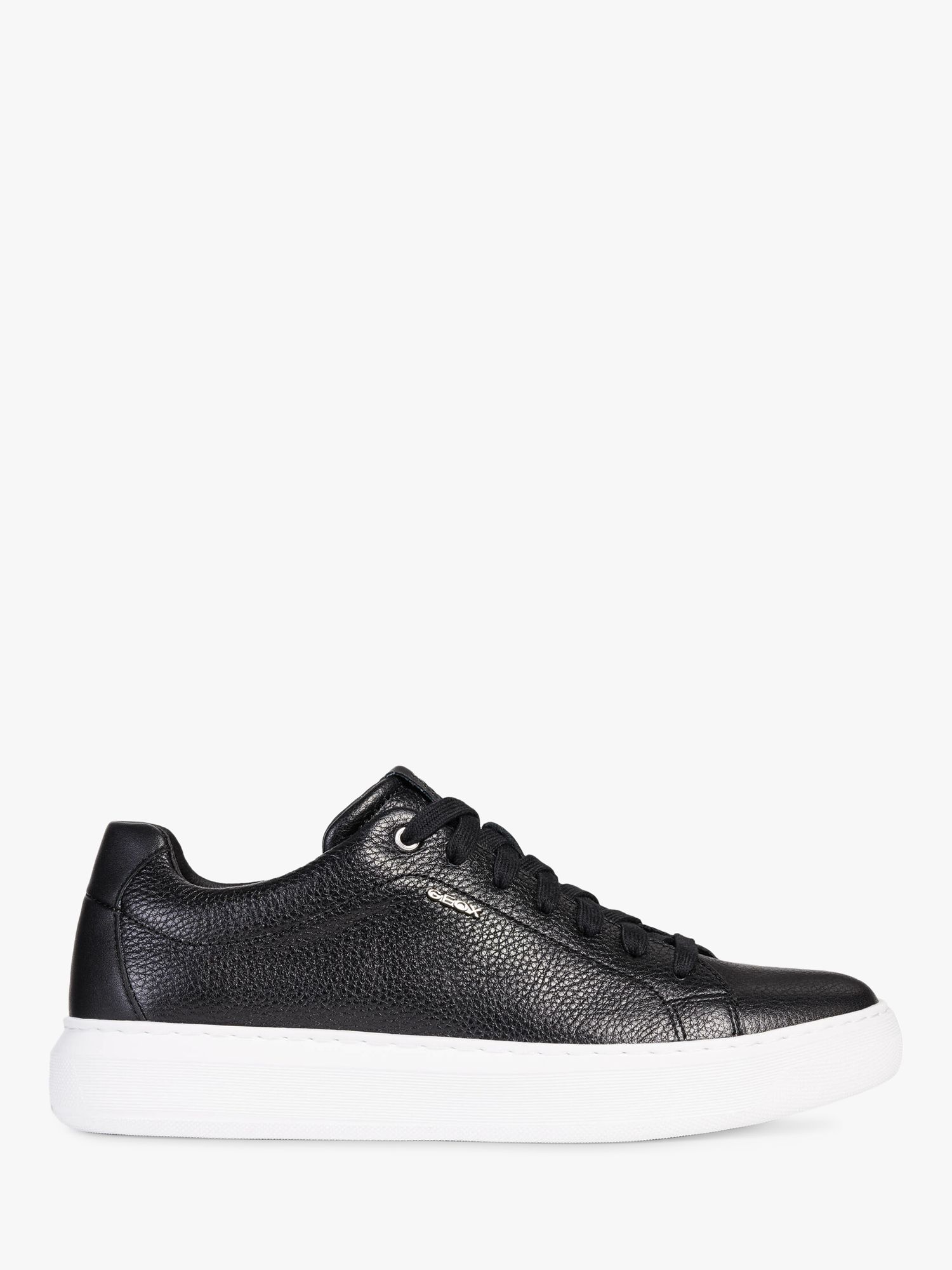 Geox Deiven Leather Trainers, Black at John Lewis & Partners