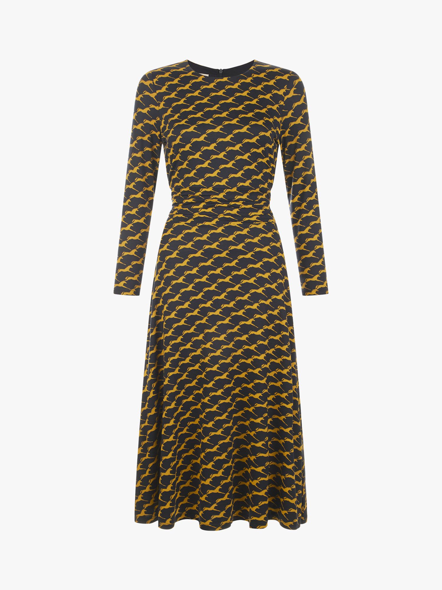 Hobbs Bayview Horse Print Dress, Navy Chartreuse