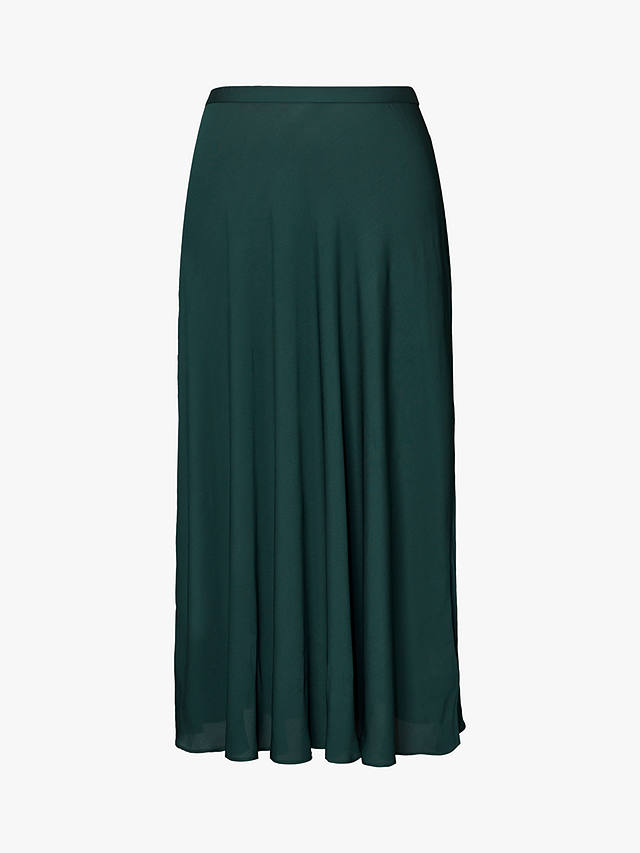 Winser London Georgette Midi Skirt, Dark Green