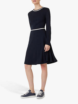 Hobbs Charlene Knee Length Dress, Navy/Ivory