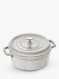 STAUB Cocotte Round Cast Iron Casserole, White Truffle