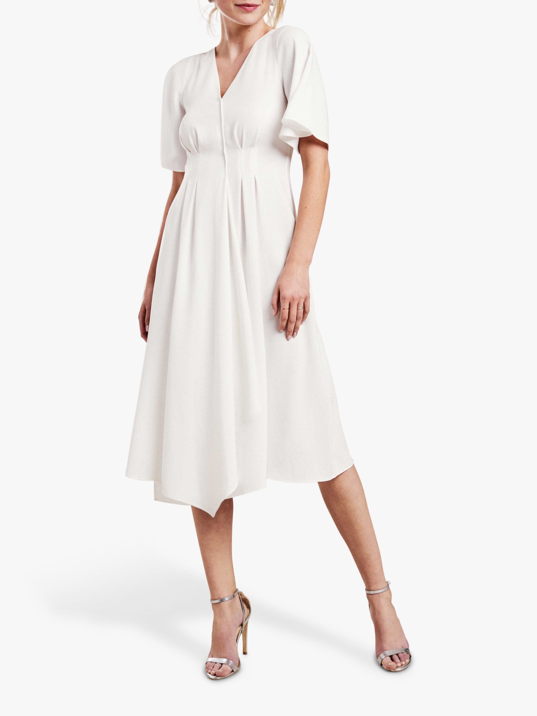 Pure Collection V-Neck Crepe Dress, Ivory