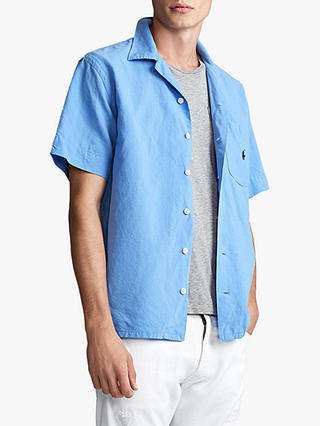 Polo Ralph Lauren Camp Collar Linen Blend Shirt, Swim Shop Light Blue