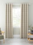 John Lewis Woven Check Pair Lined Eyelet Curtains, Putty