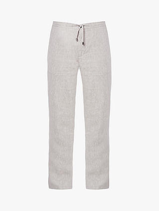 Jaeger Relaxed Linen Trousers, Stone