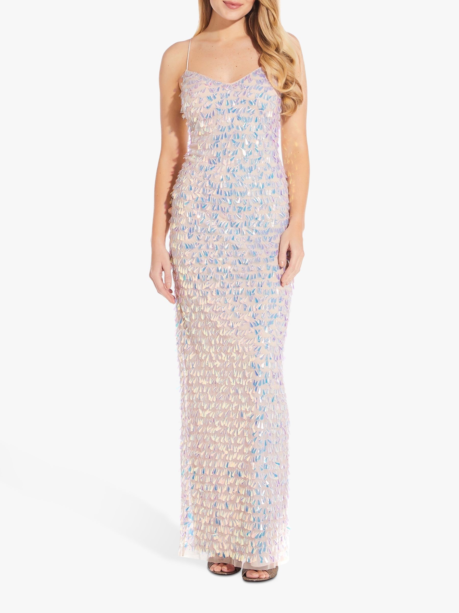 Adrianna Papell Beaded Slim Gown, Shell Pink