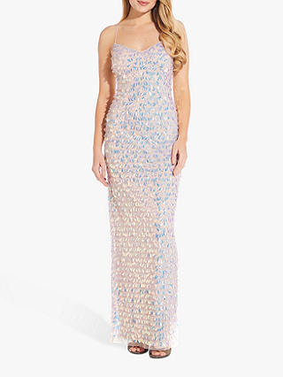 Adrianna Papell Beaded Slim Gown, Shell Pink