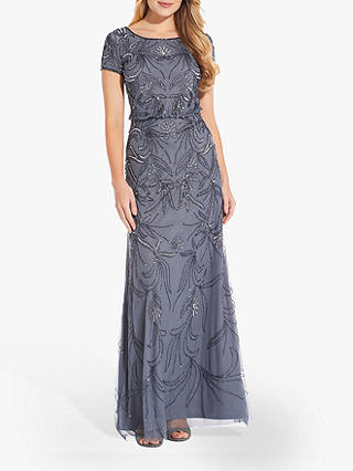 Adrianna Papell Long Beaded Cocktail Dress