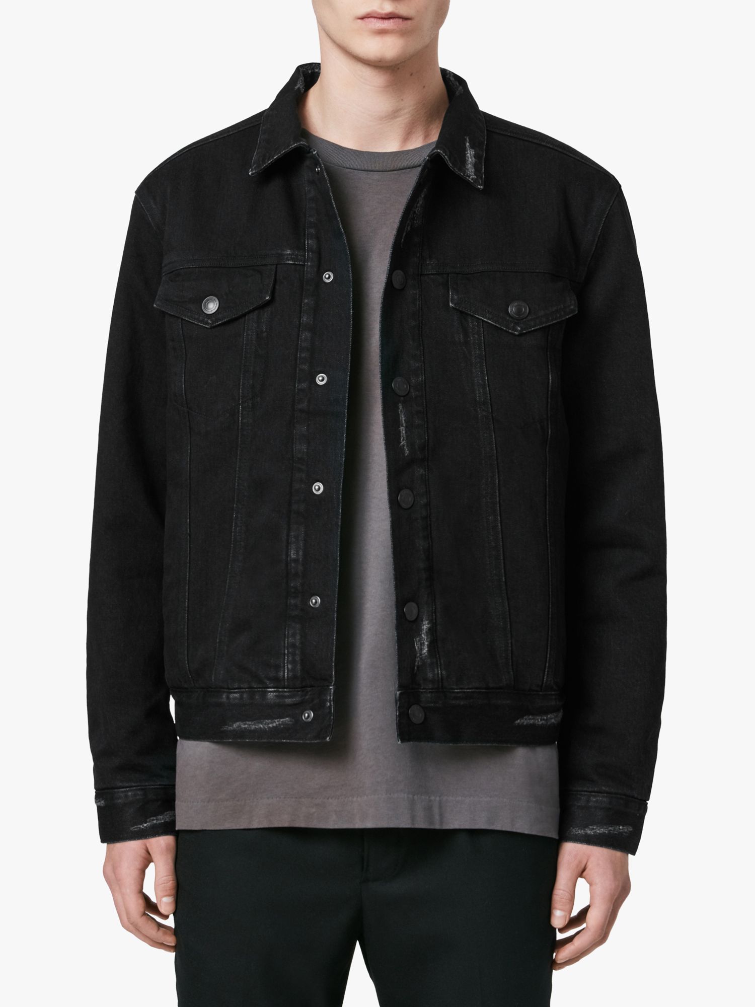 AllSaints Brind Reversible Denim Jacket, Washed Black