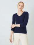 John Lewis & Partners Cashmere Rib Trim V-Neck Sweater