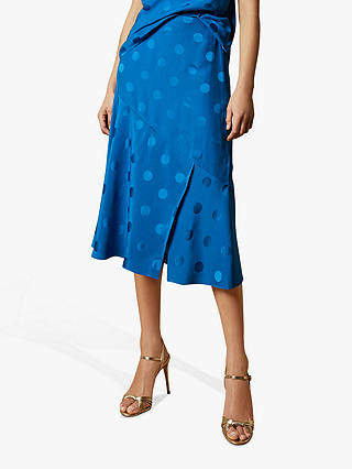 Ted Baker Spot Midi Skirt, Bright Blue