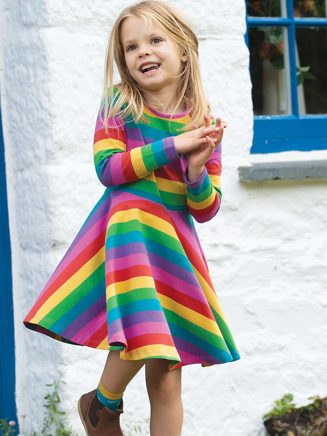 Buy Frugi Baby GOTS Organic Cotton Sofia Rainbow Skater Dress, Multi Online at johnlewis.com