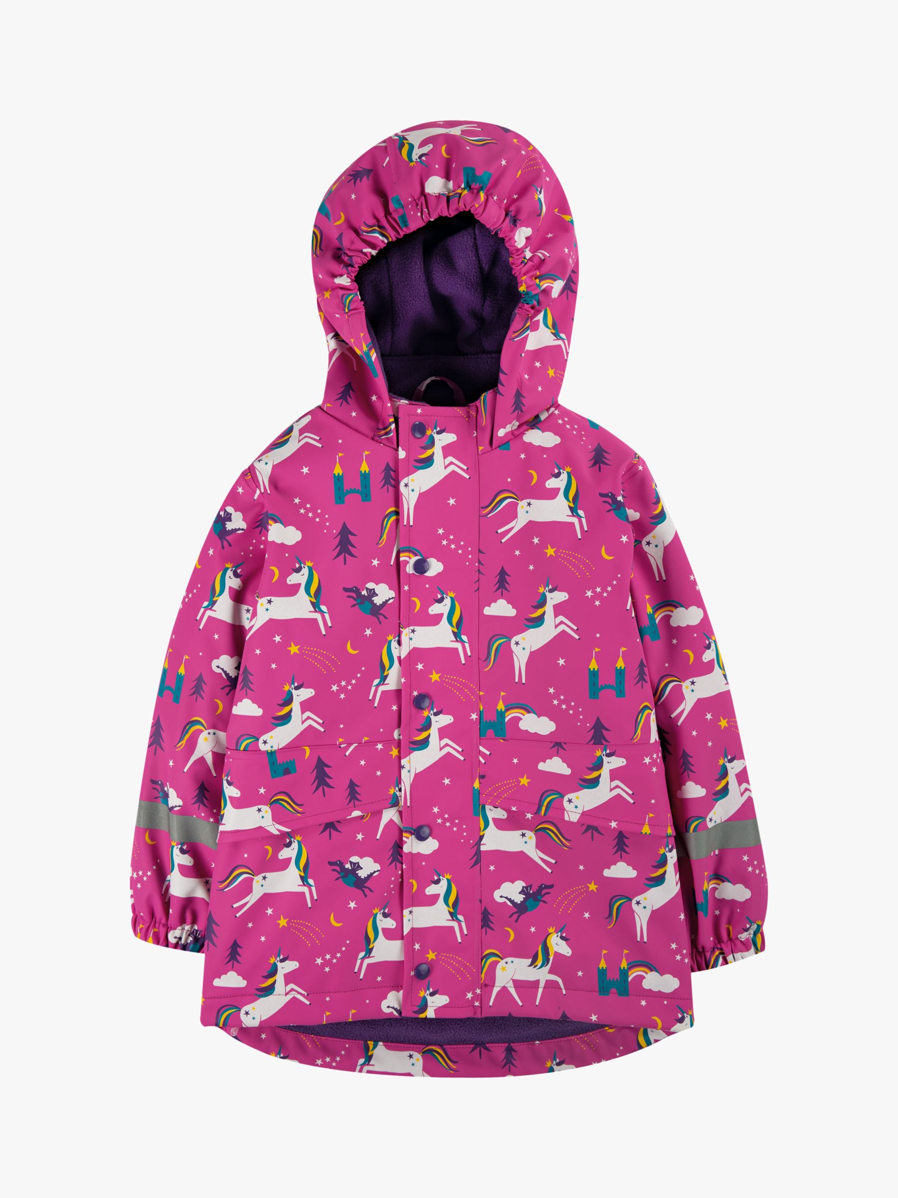 Frugi Children's Puddle Unicorn Coat, Pink