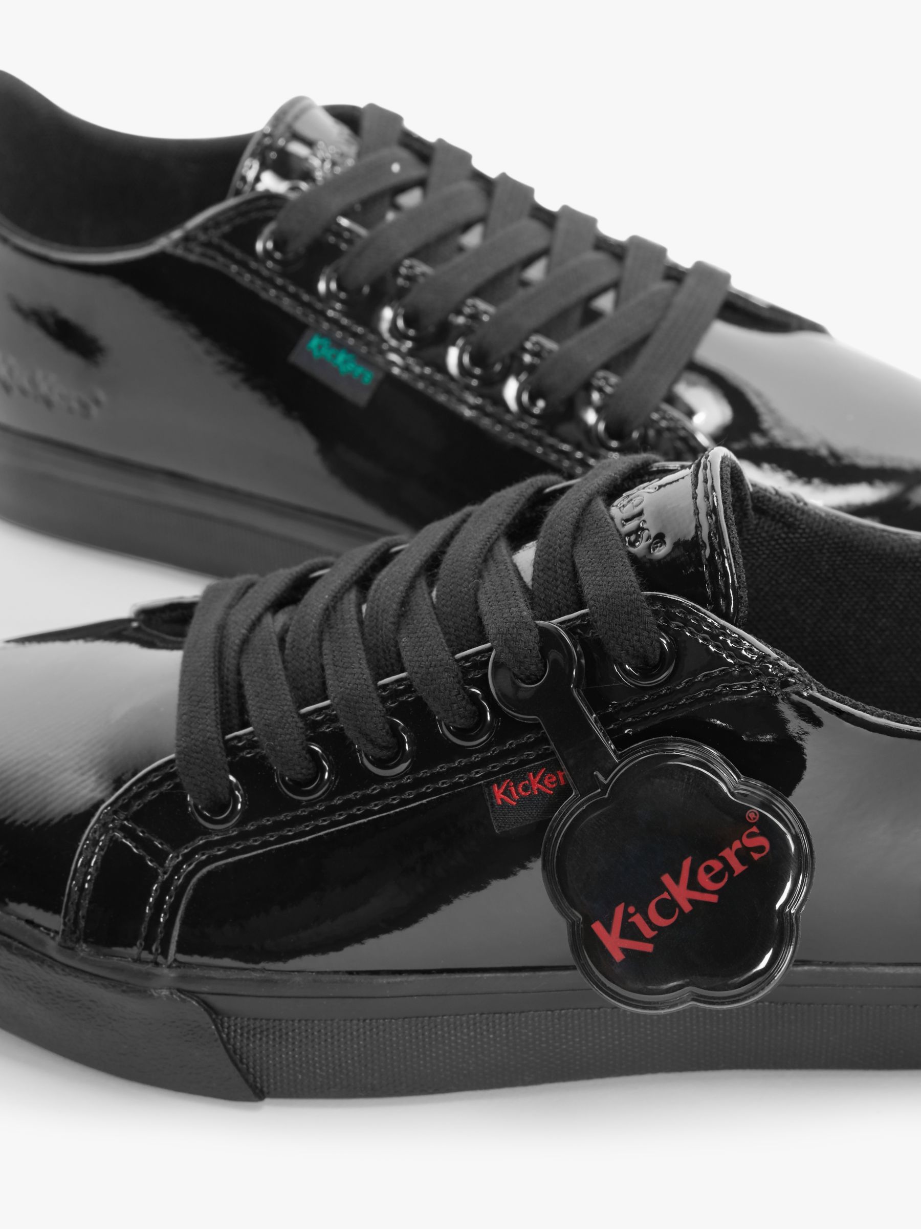 Kickers Kids' Tovni Lacer School Shoes, Black Patent, 31