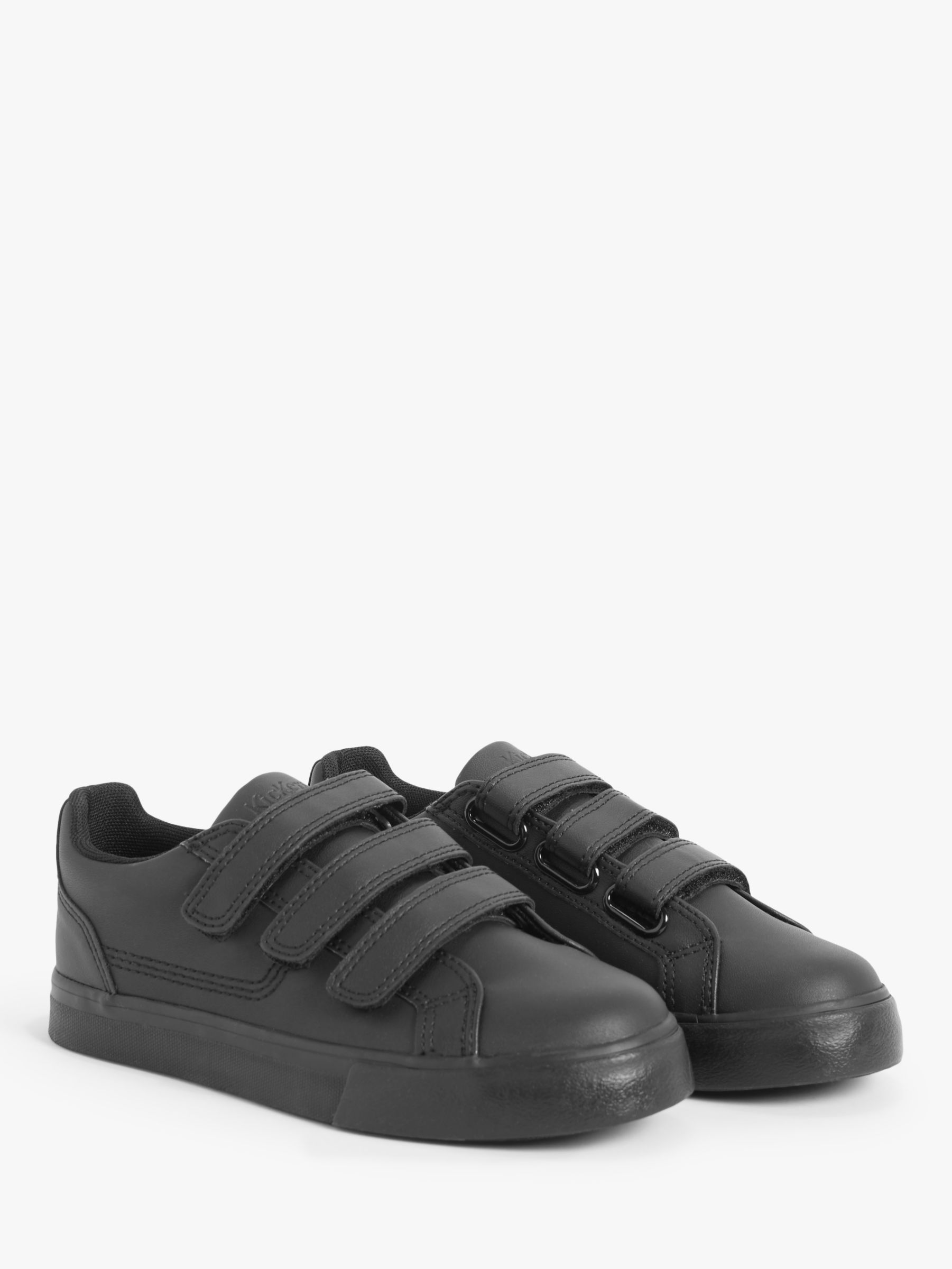 Kickers Kids' Tovni Trip School Shoes, Black Leather, 28