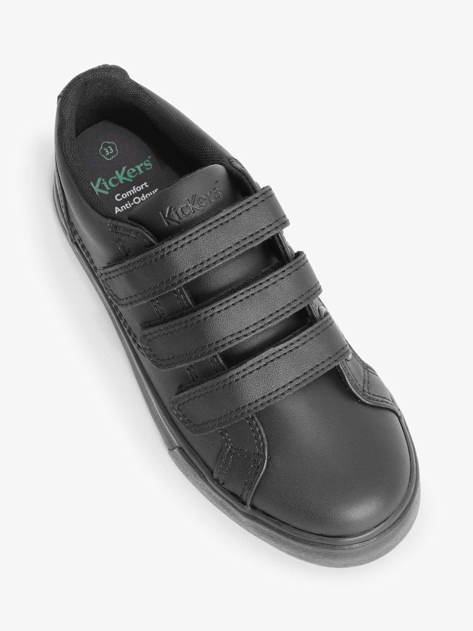 Buy Kickers Kids' Tovni Trip School Shoes, Black Leather Online at johnlewis.com