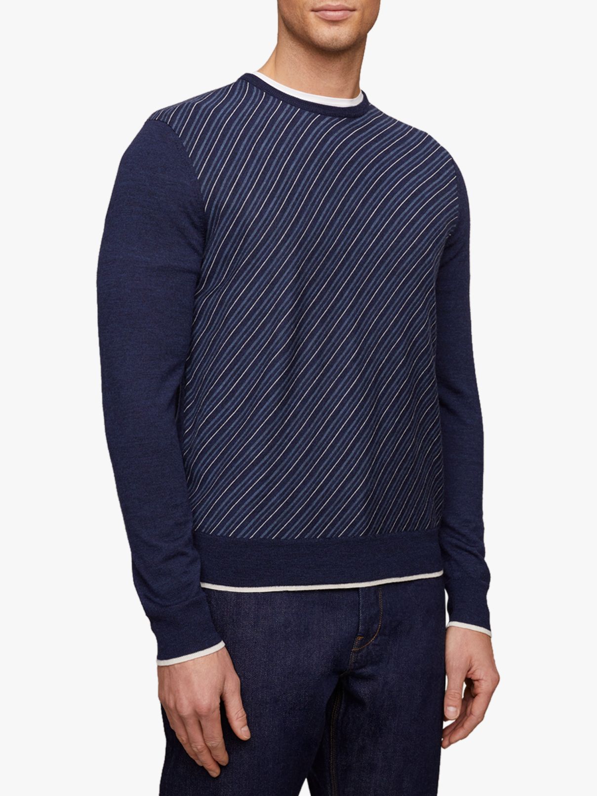 Jigsaw Riley Crew Merino Crew Jumper | Navy at John Lewis & Partners