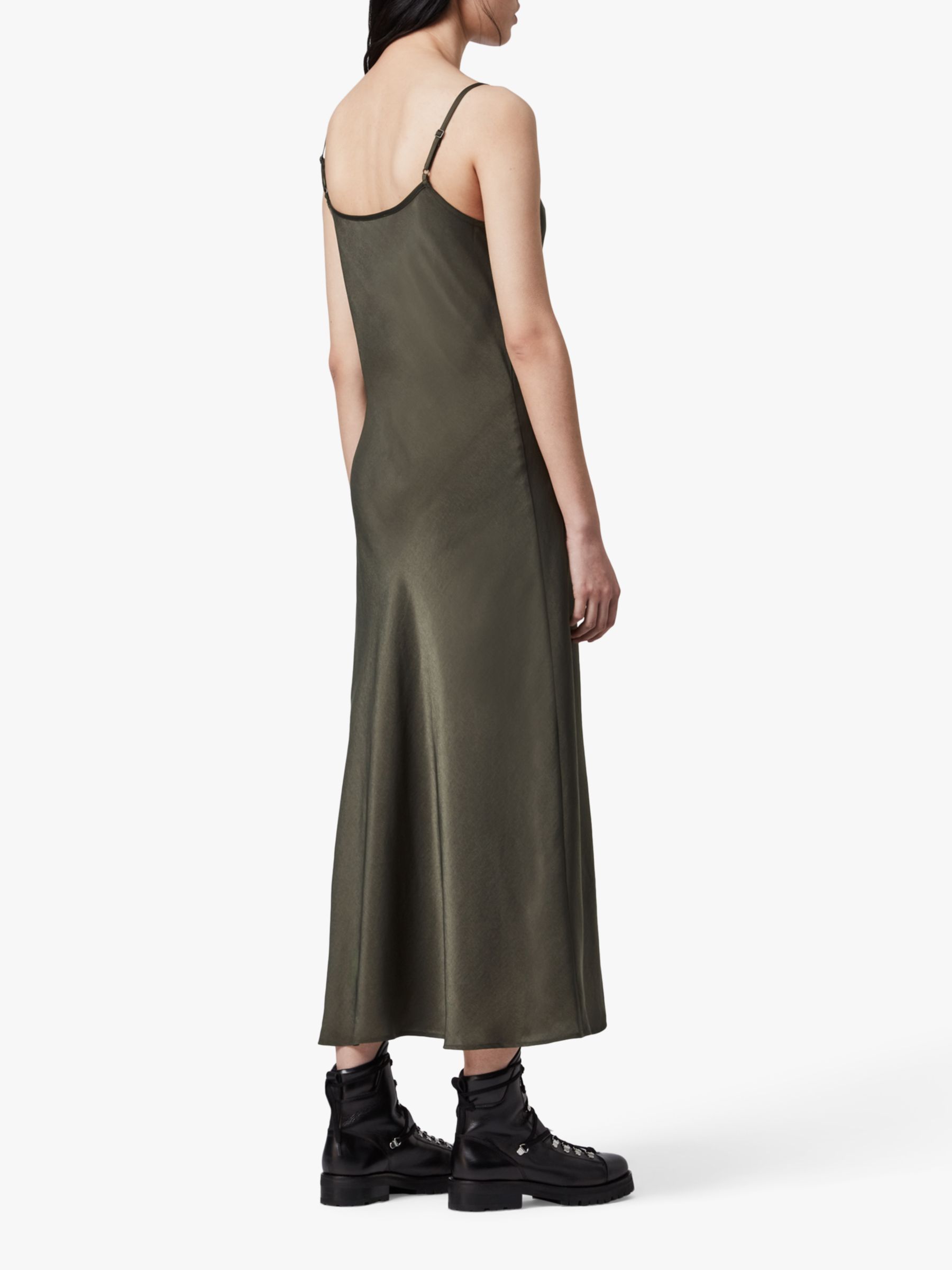 AllSaints Tierney Slip Midi Dress, Khaki Green, M