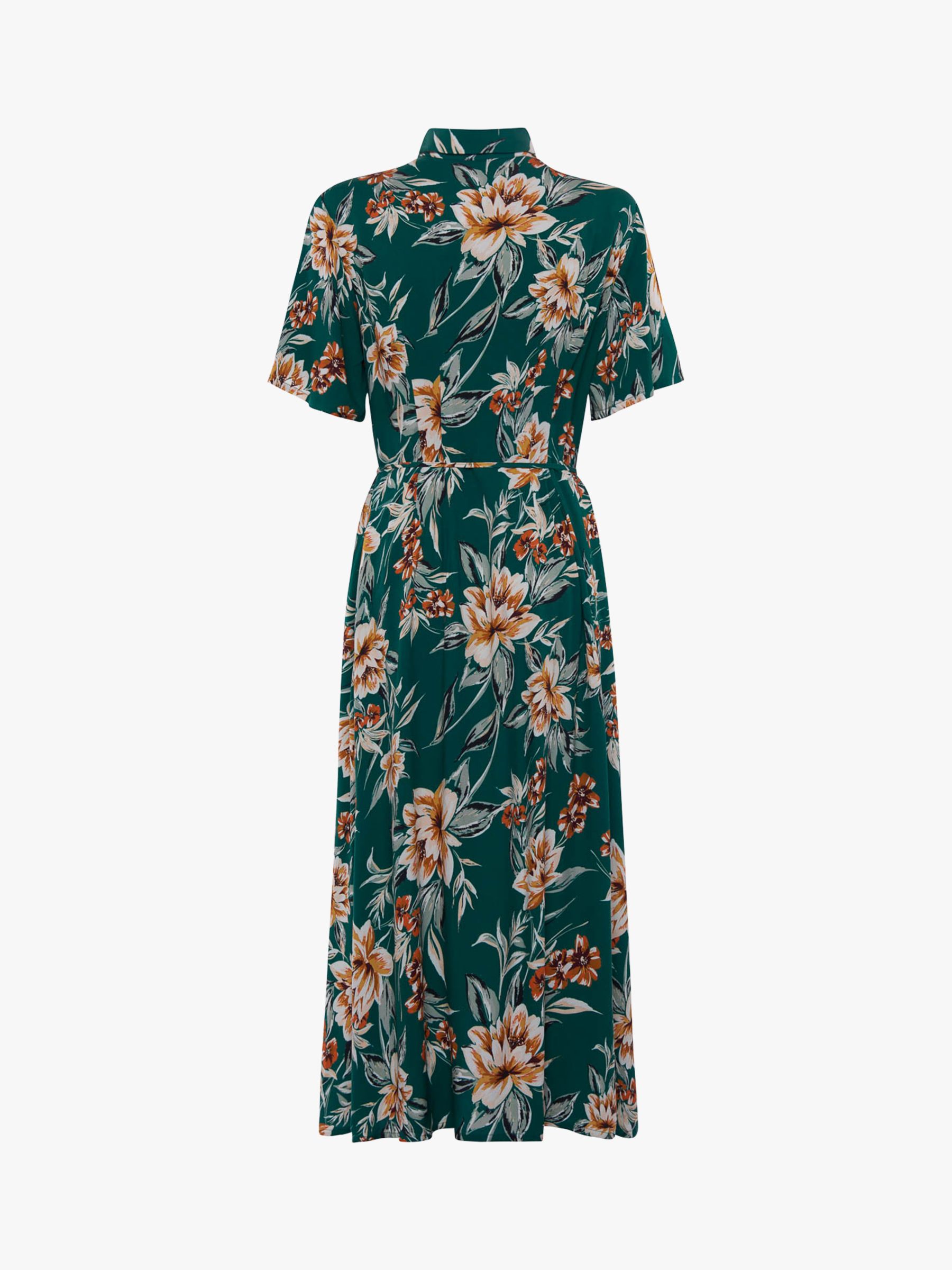 French Connection Claribel Floral Print Midi Dress, Evergreen/Multi