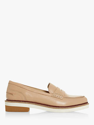 Bertie Genny Saddle Strap Leather Loafers, Nude