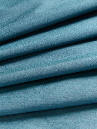 John Lewis & Partners Faux Silk Slub Pair Blackout Lined Pencil Pleat Curtains, Teal, W167 x Drop 137cm