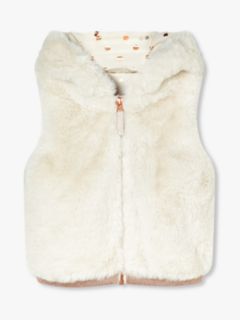 John Lewis & Partners Girls' Sporty Faux Fur Gilet, Cream, 2 years