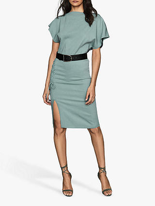 Reiss Theodora Ruched Side Dress, Teal