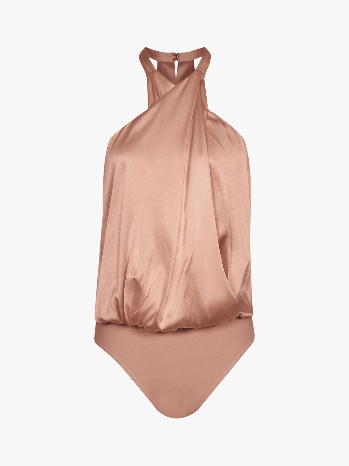 Reiss Lucienne Silk Layered Bodysuit, Blush, S