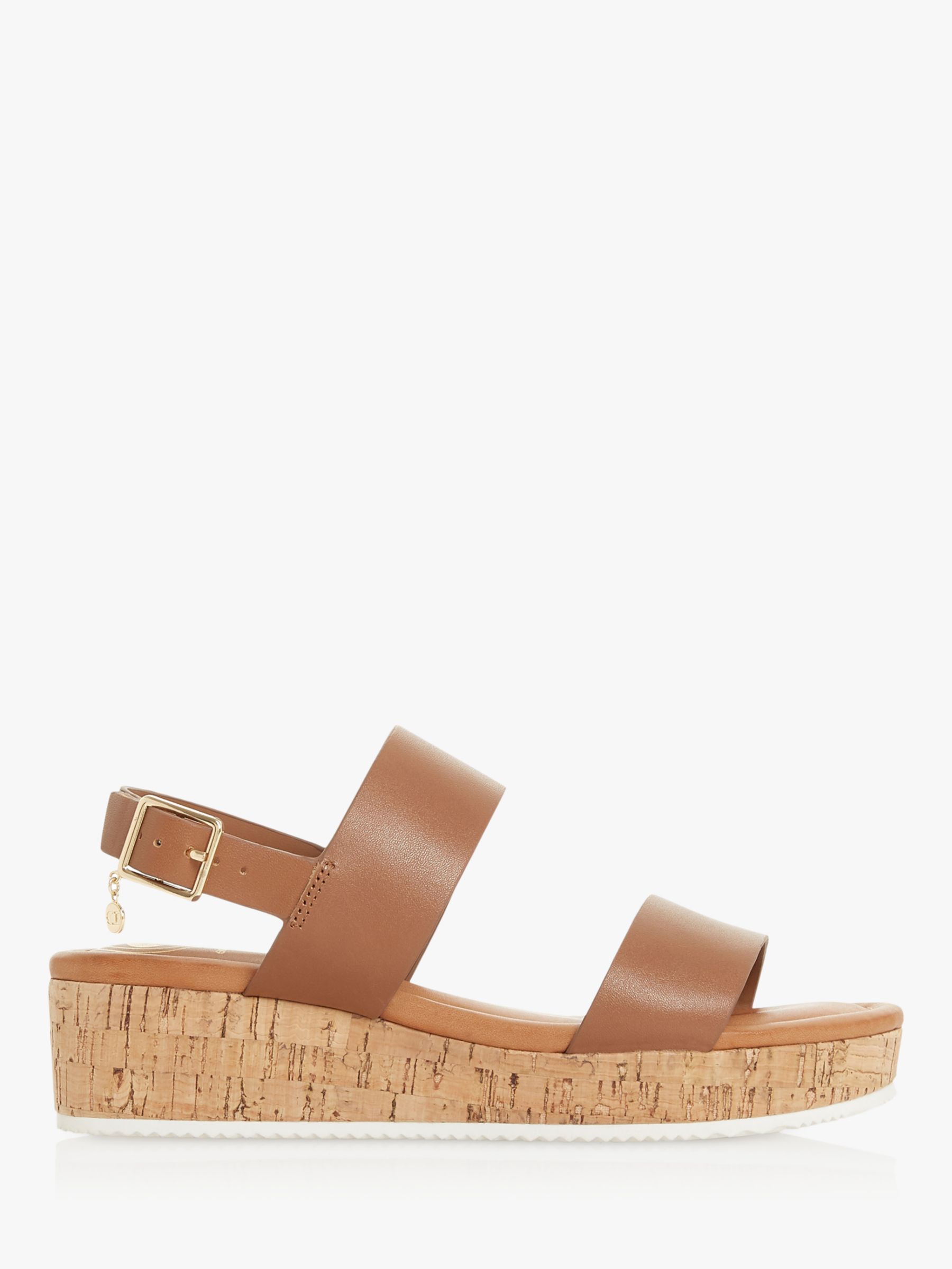 Dune Lenniie Leather Wedge Sandals, Tan at John Lewis & Partners