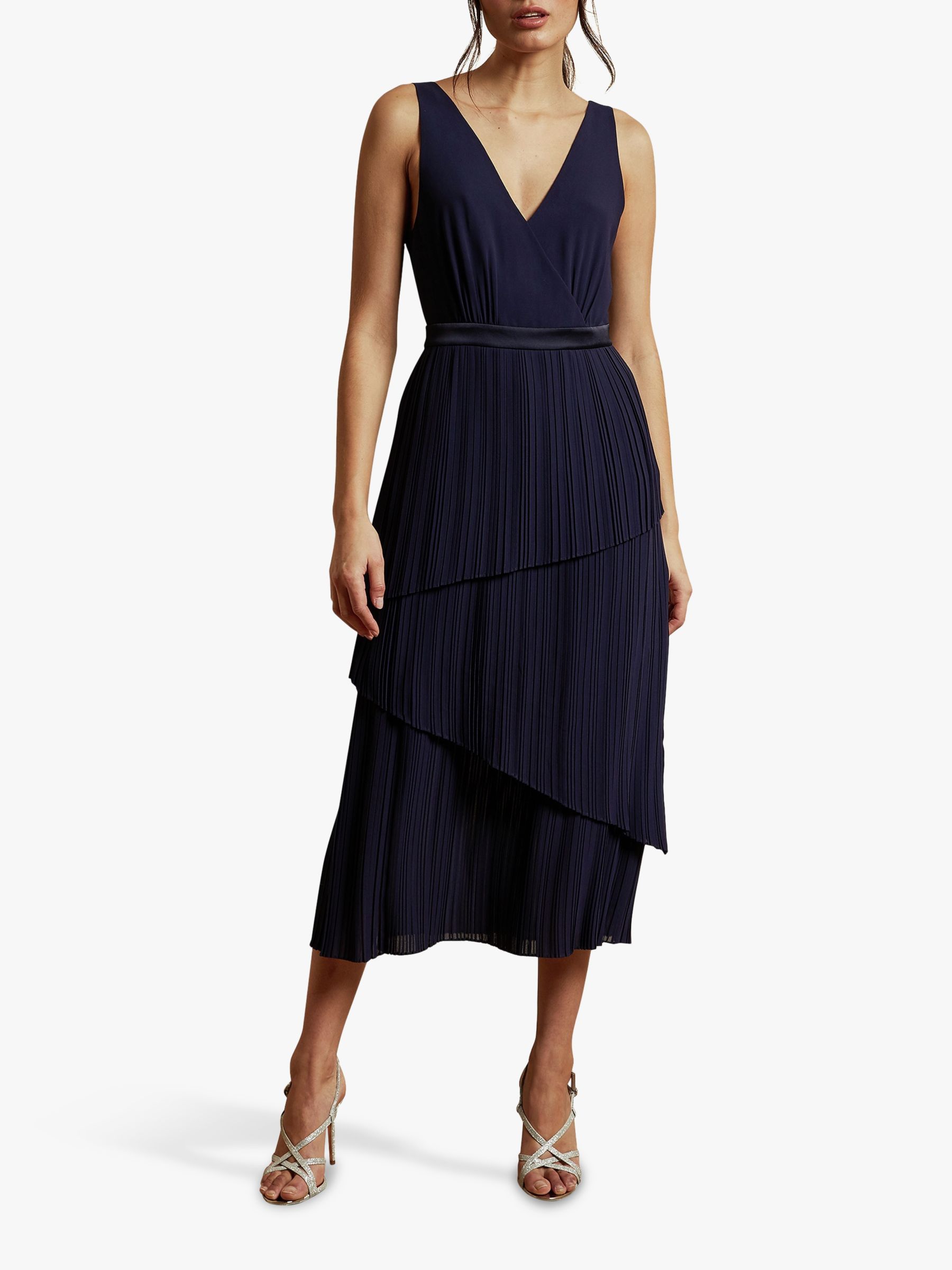 Ted Baker Melodi Pleat Tiered Dress, Navy