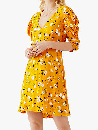 Ghost Brianna Ditsy Print Mini Dress, Mary Yellow