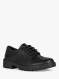 Geox Kids' Casey Lace Up School Shoes, Black, Black