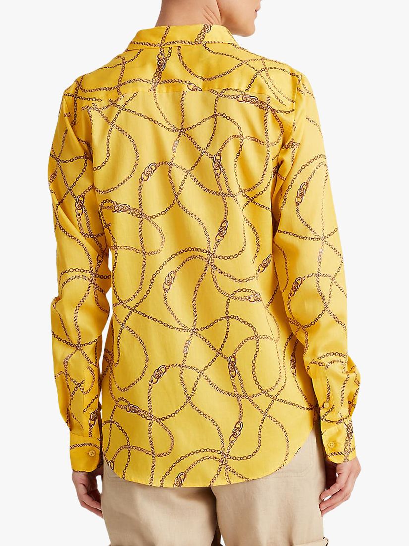 Lauren Ralph Lauren Jamelko Long Sleeve Chain Print Cotton Shirt, Dandelion  Field Yellow