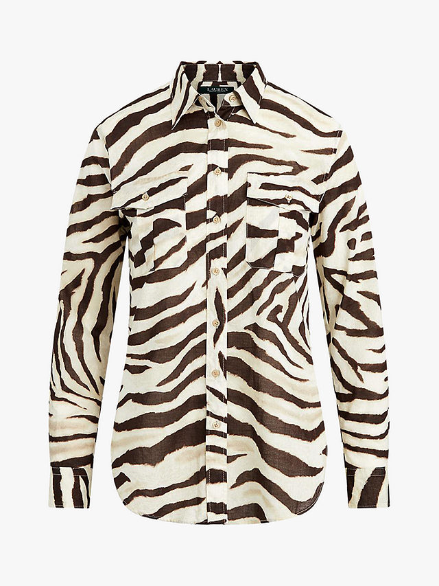 Lauren Ralph Lauren Courtenay Long Sleeve Zebra Print Cotton Shirt ...