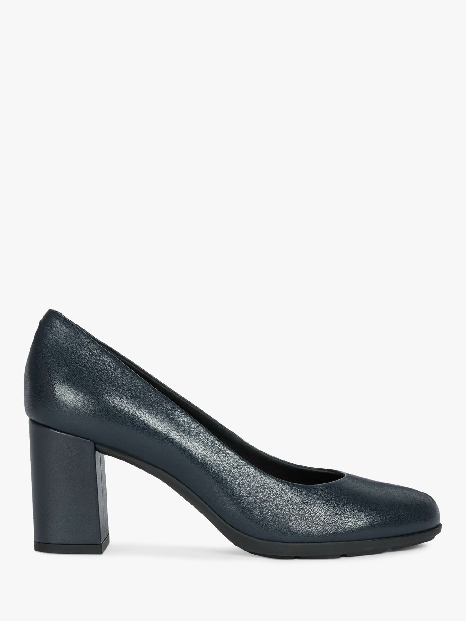 leather block heel court shoes