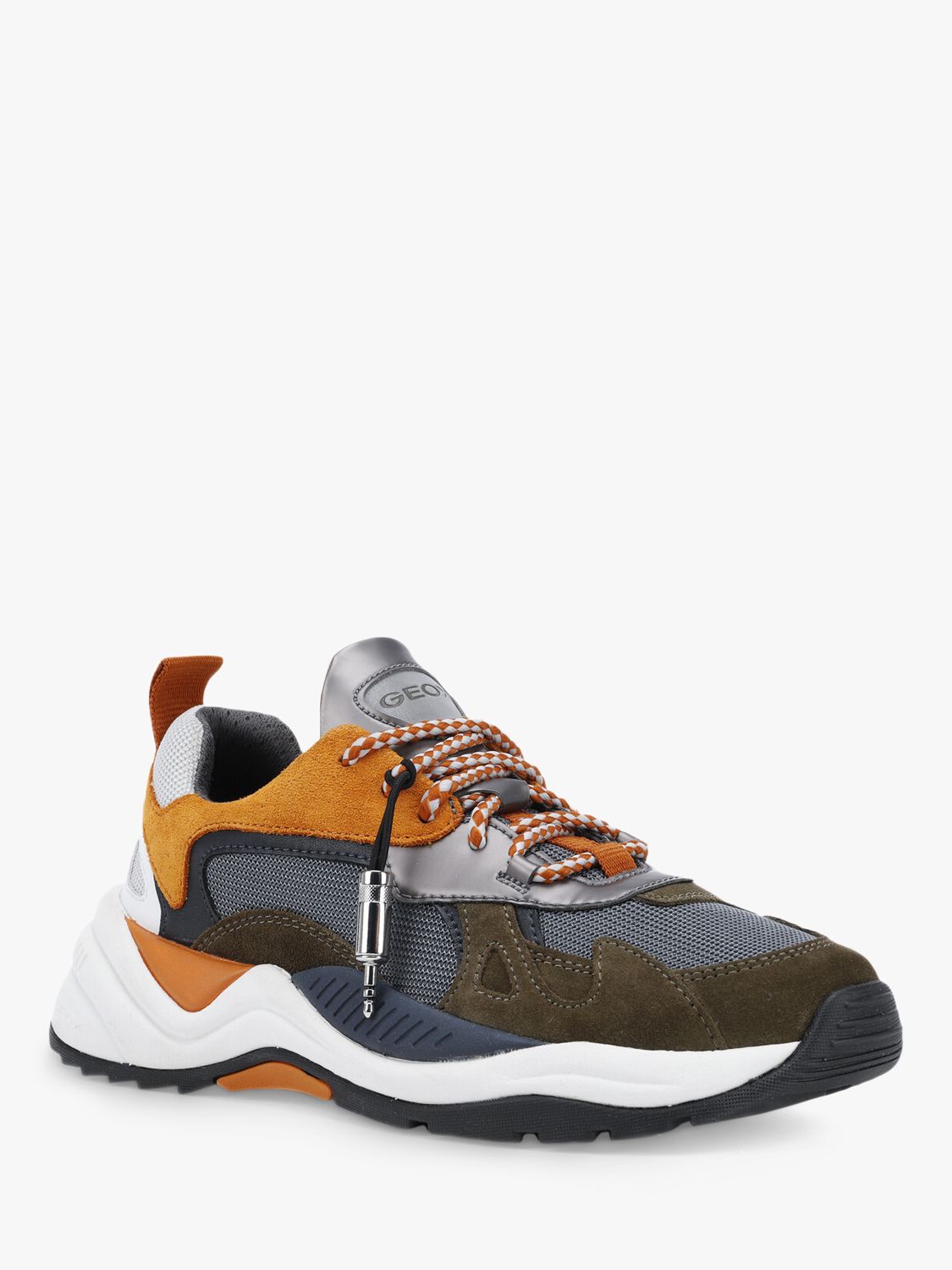 Geox Women's T02 Phonica Trainers, Grey/Orange at John Lewis & Partners